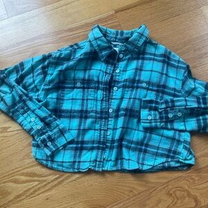 American Eagle Plaid Teal Flannel Woman’s Size XS